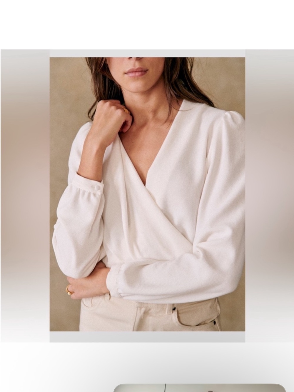 Sézane Ecru draped wrapped blouse in white size 38 - Picture 1 of 3